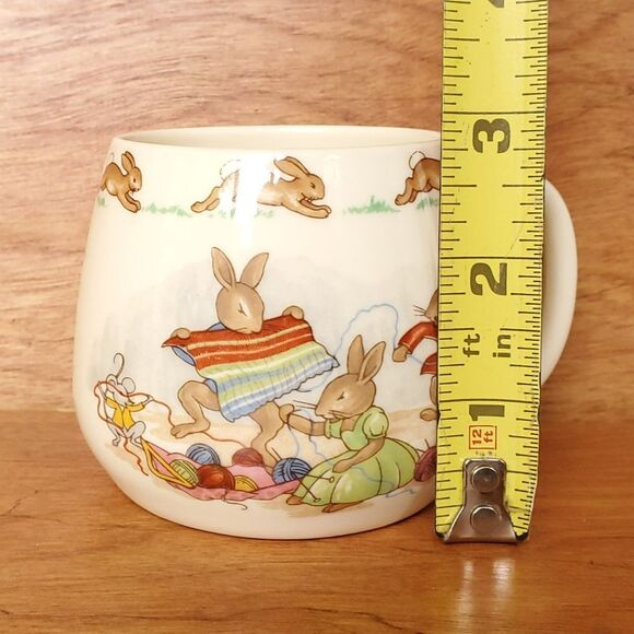 Bunnykins Royal Doulton Childs Cup Rabbits Knitting Easter Baby Gift Bone China - Picture 6 of 15